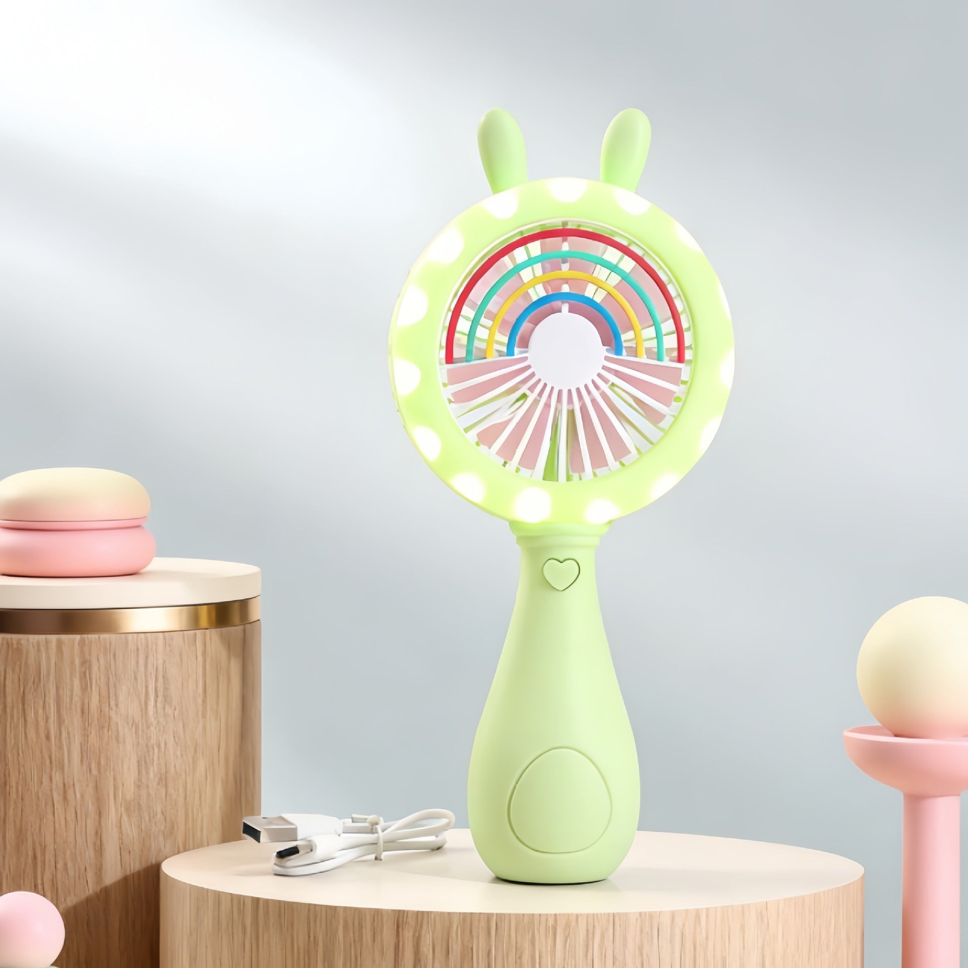 Women's Portable Mini Fan - Playful Bear Design, USB Rechargeable, view 4