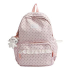 Polka Dot Ruffled Backpack for School and Daily Outings, view 3
