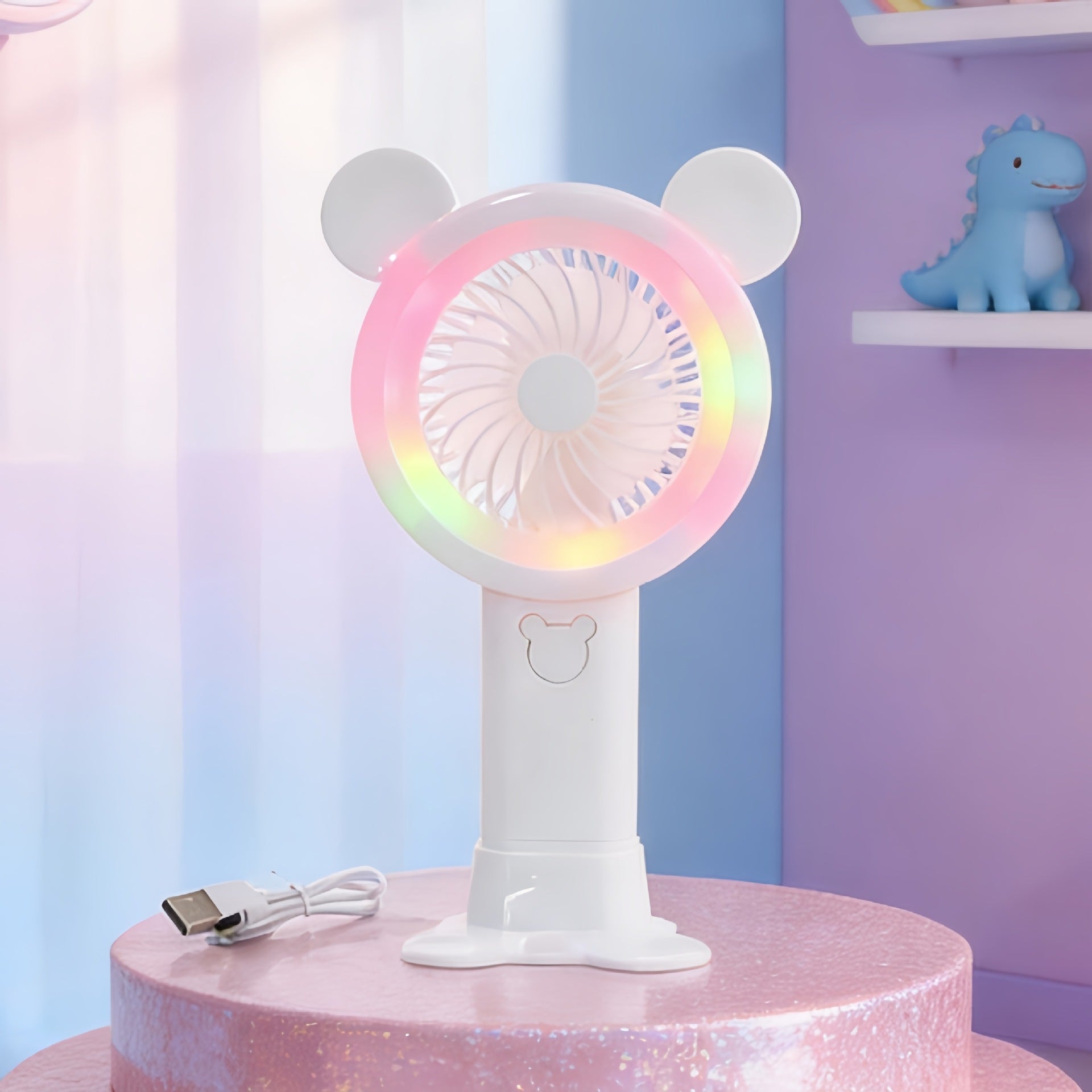 Women's Portable Mini Fan - Playful Bear Design, USB Rechargeable, view 3