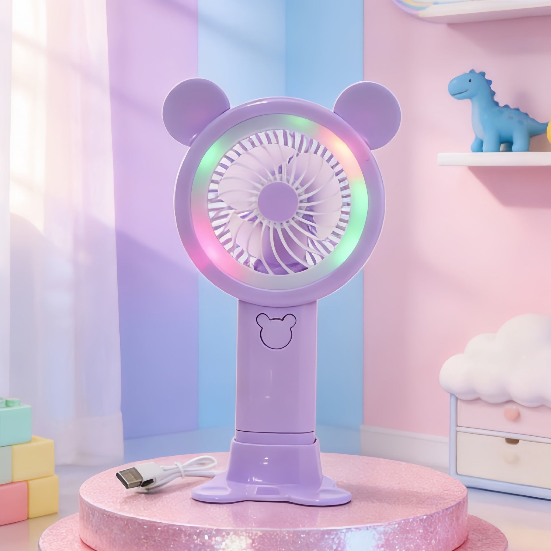 Women's Portable Mini Fan - Playful Bear Design, USB Rechargeable, view 14
