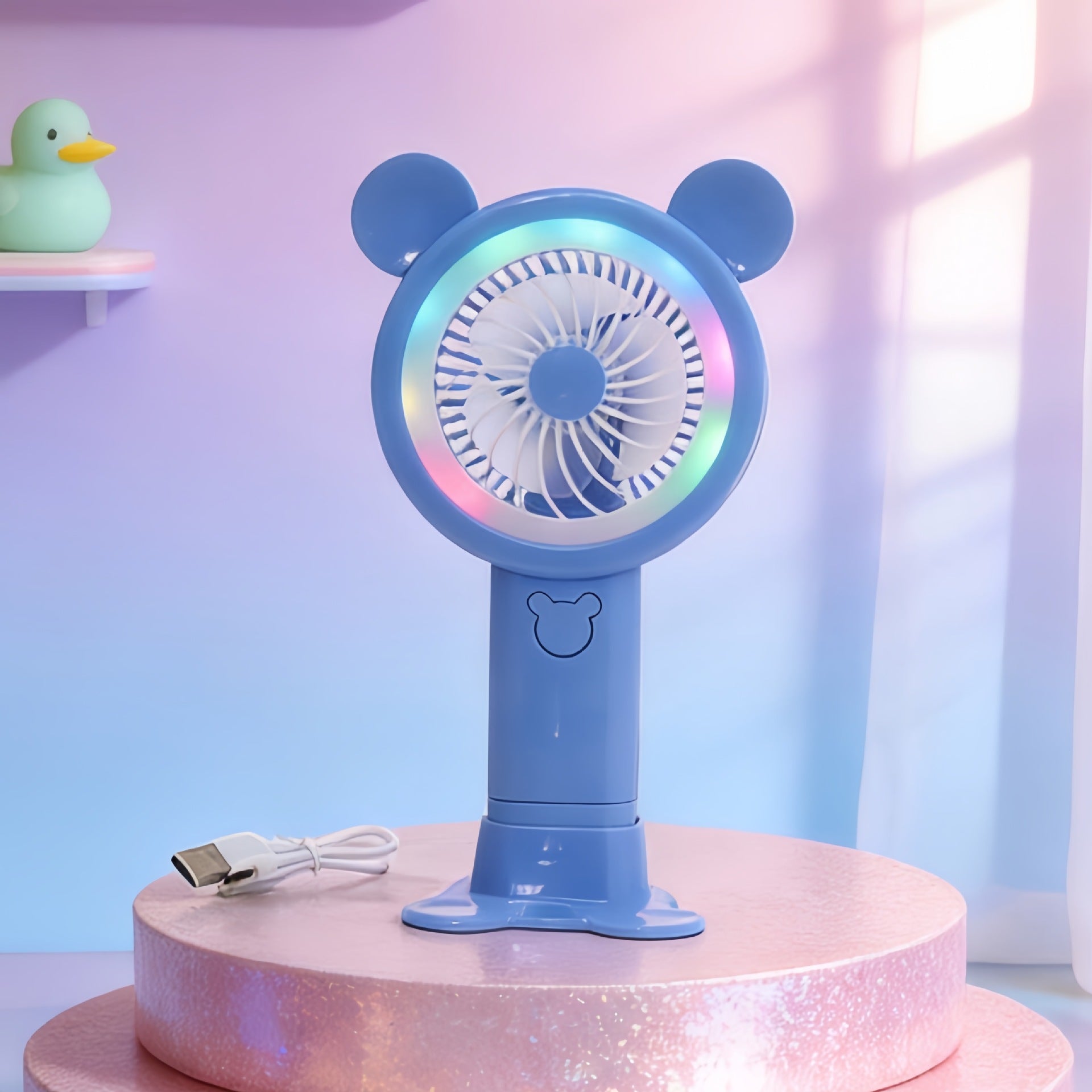 Women's Portable Mini Fan - Playful Bear Design, USB Rechargeable, view 17
