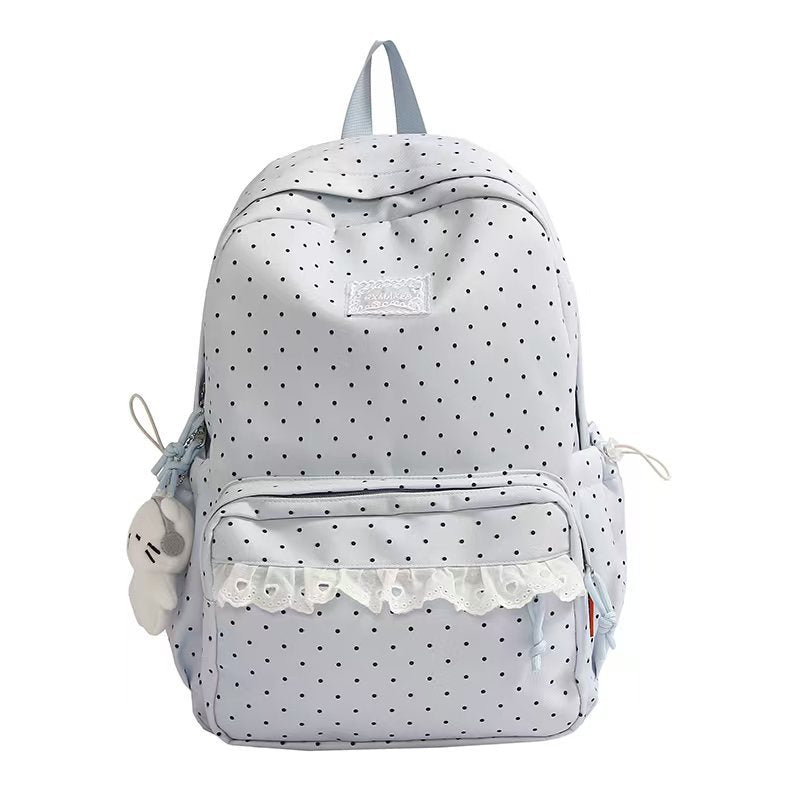 Polka Dot Ruffled Backpack for School and Daily Outings, view 2
