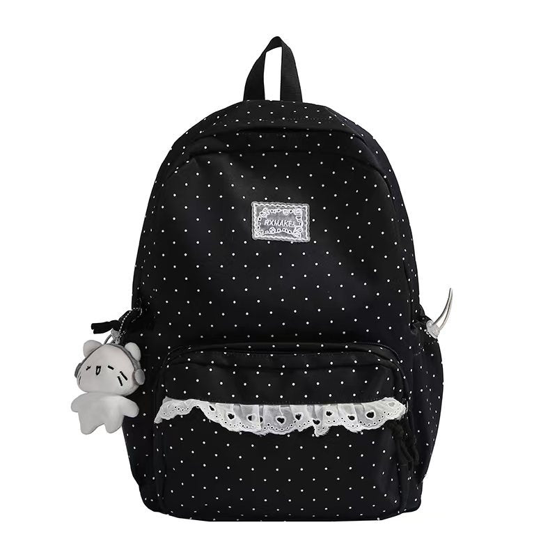 Polka Dot Ruffled Backpack for School and Daily Outings, view 4