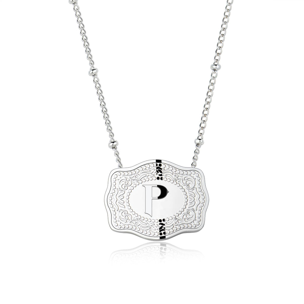 Dainty Belt Buckle Letter Initial Necklace for Women - Cowgirl Western Style, view 19