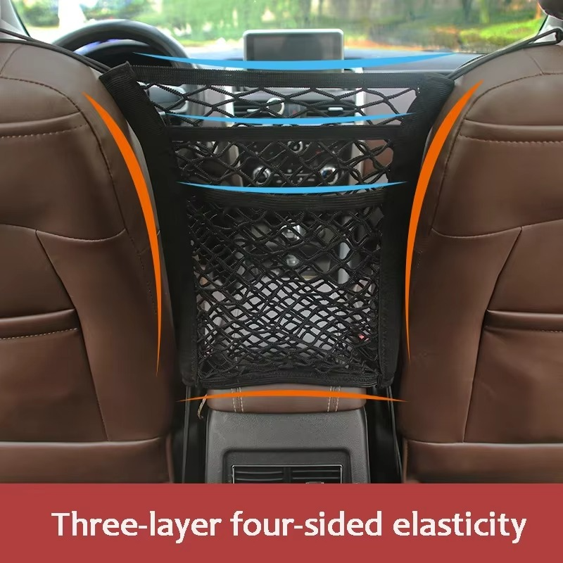 Stretchable Car Seat Divider and Storage Net with Pet Barrier - Mesh, 9.86 in, view 7