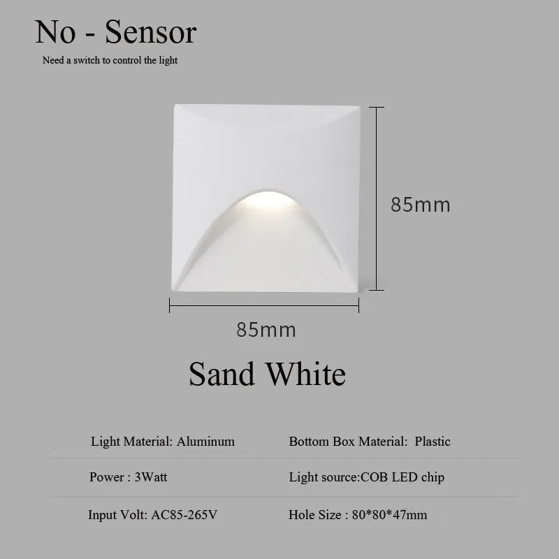 Waterproof IP65 LED Recessed Wall Lamp for Outdoor Stairs, Balcony, 3W, Aluminium, view 8