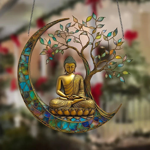 Acrylic Buddha Sun Catcher for Windows and Home - Multicoloured, view 2