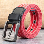 Men’s Canvas Belt - Adjustable Striped Waistband, 120-140 cm, 3.8 cm Wide, view 18