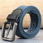 Men’s Canvas Belt - Adjustable Striped Waistband, 120-140 cm, 3.8 cm Wide, view 23