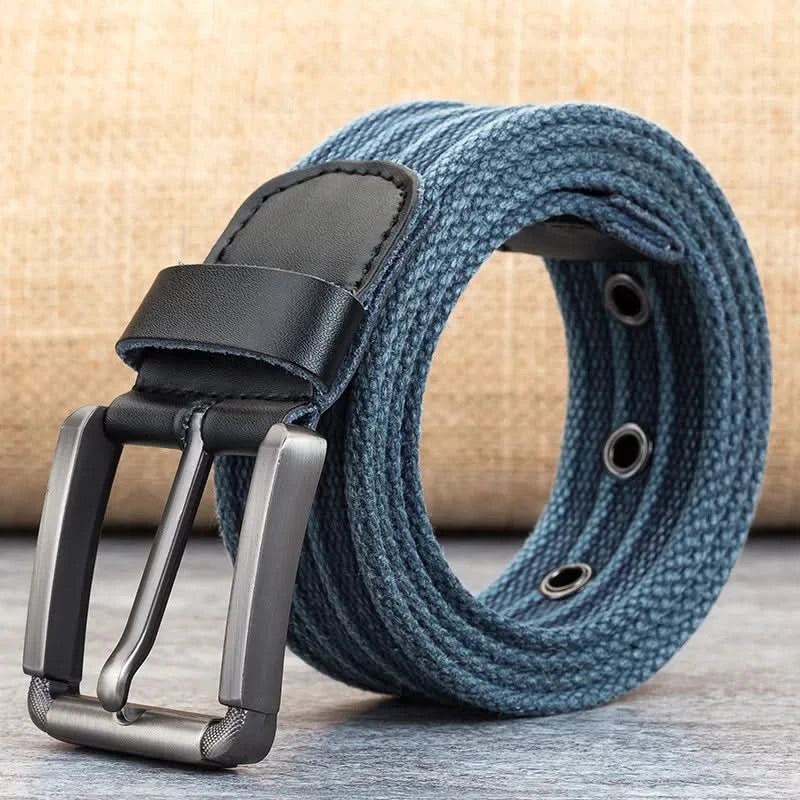 Men’s Canvas Belt - Adjustable Striped Waistband, 120-140 cm, 3.8 cm Wide, view 23