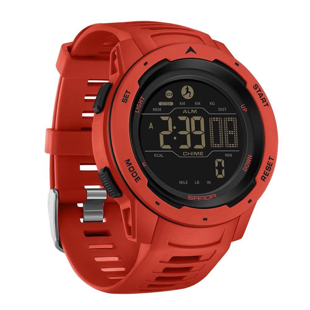 Waterproof Military Pedometer Digital Watch - Resin Case, Rubber Band, view 11