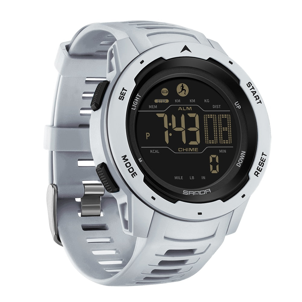 Waterproof Military Pedometer Digital Watch - Resin Case, Rubber Band, view 9