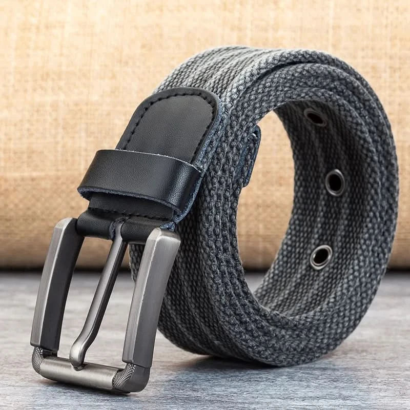 Men’s Canvas Belt - Adjustable Striped Waistband, 120-140 cm, 3.8 cm Wide, view 22
