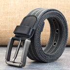 Men’s Canvas Belt - Adjustable Striped Waistband, 120-140 cm, 3.8 cm Wide, view 10