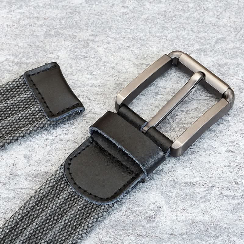Men’s Canvas Belt - Adjustable Striped Waistband, 120-140 cm, 3.8 cm Wide