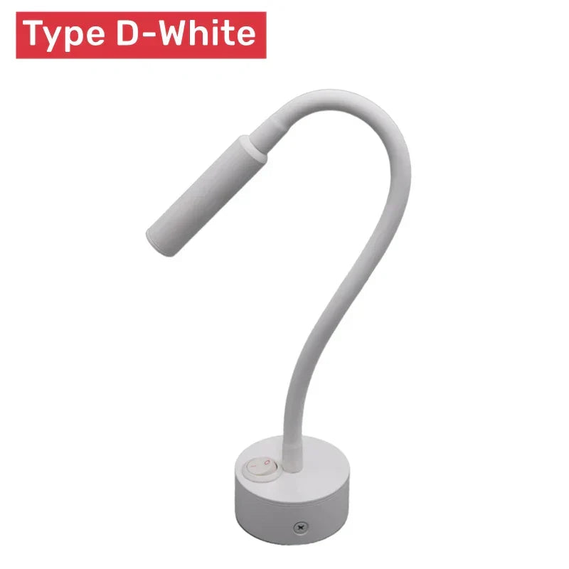 Modern Flexible LED Reading Wall Lamp for Bedroom or Study - 1W/3W, Touch Switch, view 5