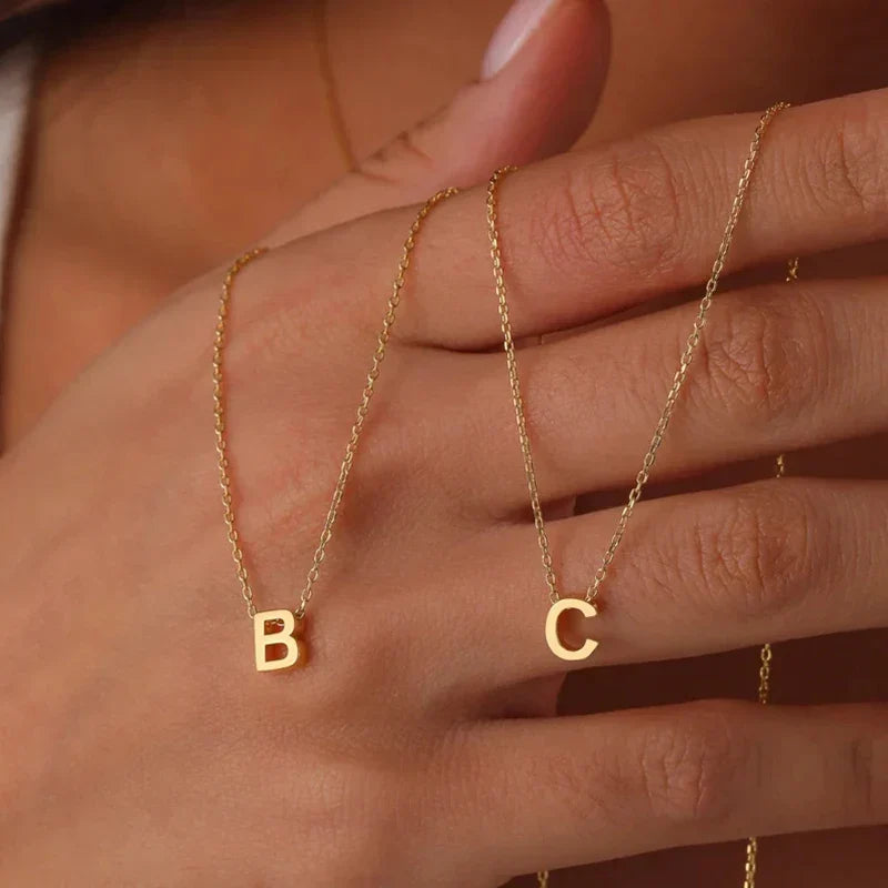 Dainty Minimal Letter Initial Necklace - Adjustable 45cm Chain, view 2