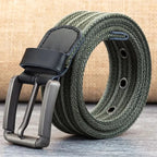 Men’s Canvas Belt - Adjustable Striped Waistband, 120-140 cm, 3.8 cm Wide, view 19