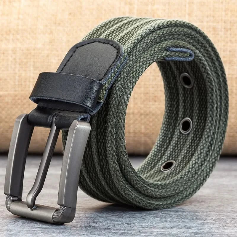 Men’s Canvas Belt - Adjustable Striped Waistband, 120-140 cm, 3.8 cm Wide, view 19