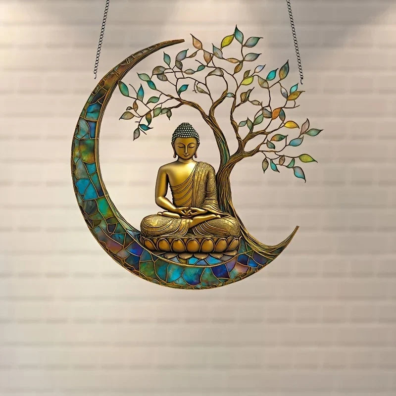 Acrylic Buddha Sun Catcher for Windows and Home - Multicoloured, view 3