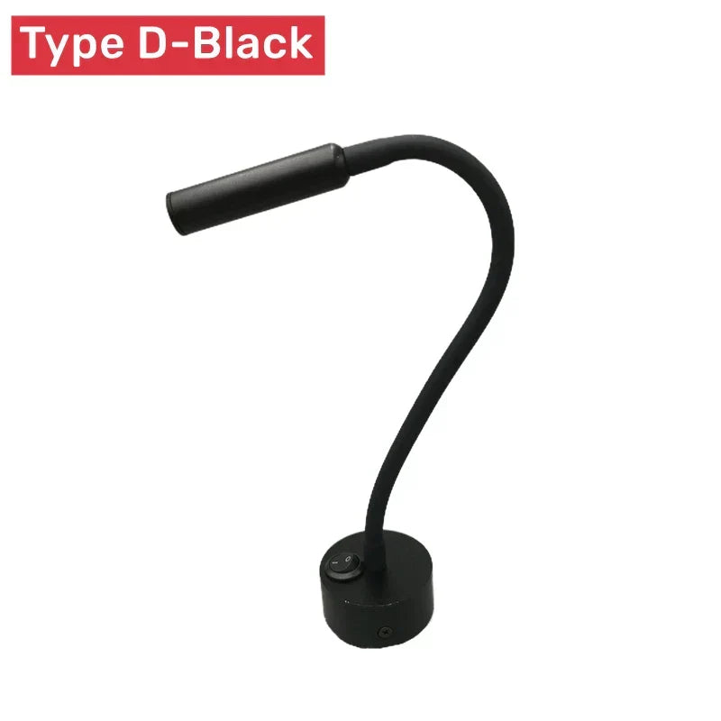 Modern Flexible LED Reading Wall Lamp for Bedroom or Study - 1W/3W, Touch Switch, view 4