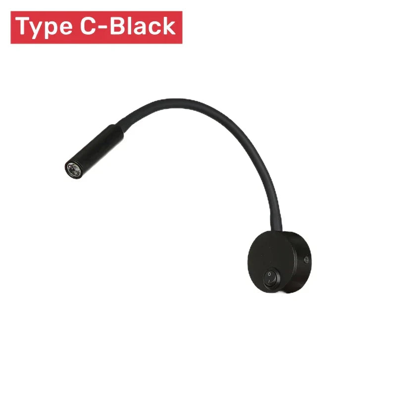 Modern Flexible LED Reading Wall Lamp for Bedroom or Study - 1W/3W, Touch Switch, view 2