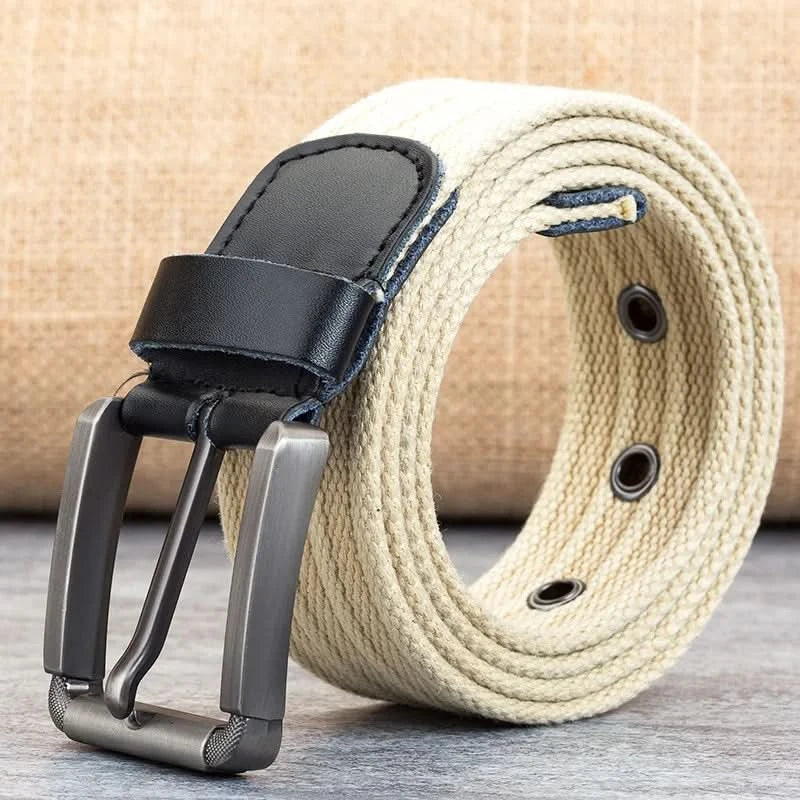 Men’s Canvas Belt - Adjustable Striped Waistband, 120-140 cm, 3.8 cm Wide, view 20