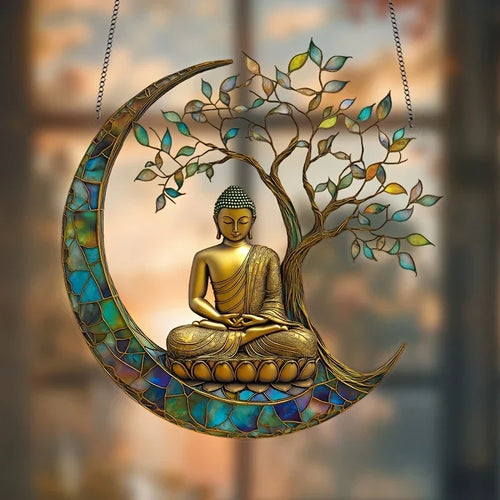 Acrylic Buddha Sun Catcher for Windows and Home - Multicoloured