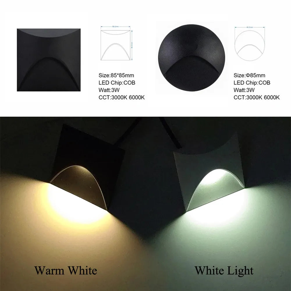 Waterproof IP65 LED Recessed Wall Lamp for Outdoor Stairs, Balcony, 3W, Aluminium, view 4