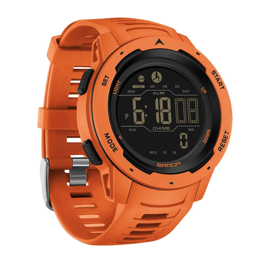 Waterproof Military Pedometer Digital Watch - Resin Case, Rubber Band, view 10