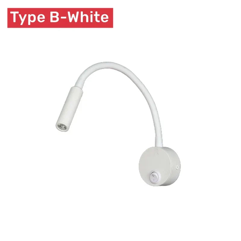 Modern Flexible LED Reading Wall Lamp for Bedroom or Study - 1W/3W, Touch Switch, view 3