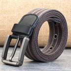 Men’s Canvas Belt - Adjustable Striped Waistband, 120-140 cm, 3.8 cm Wide, view 9