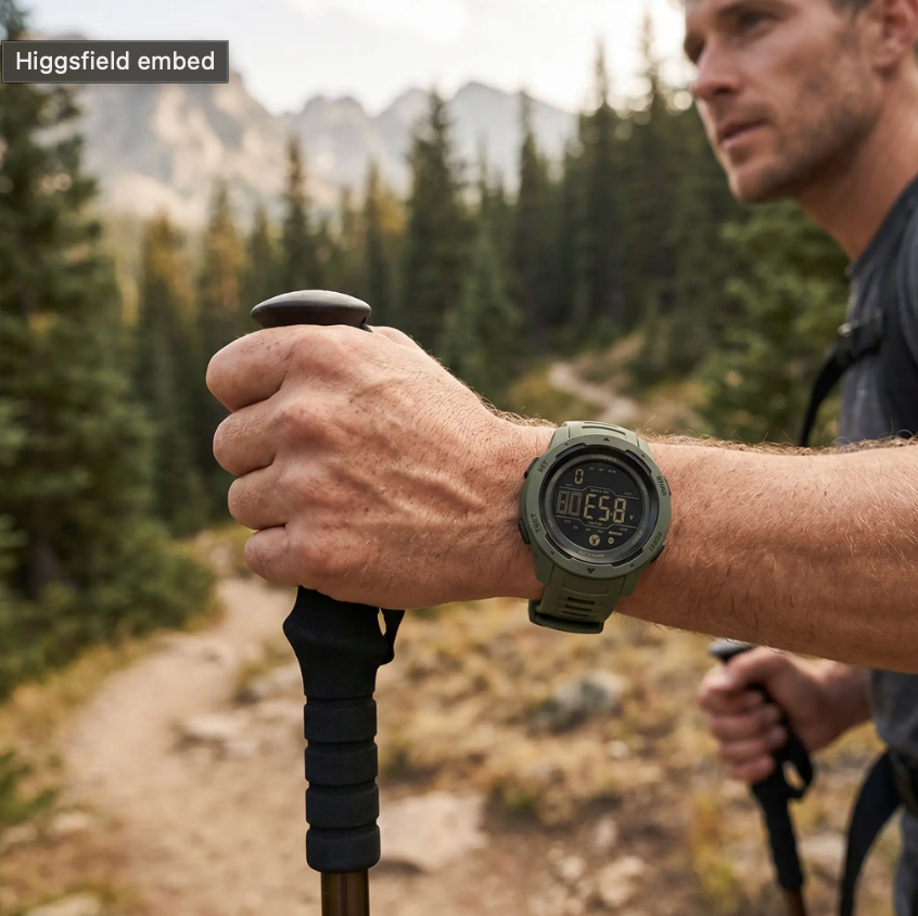 Waterproof Military Pedometer Digital Watch - Resin Case, Rubber Band, view 6
