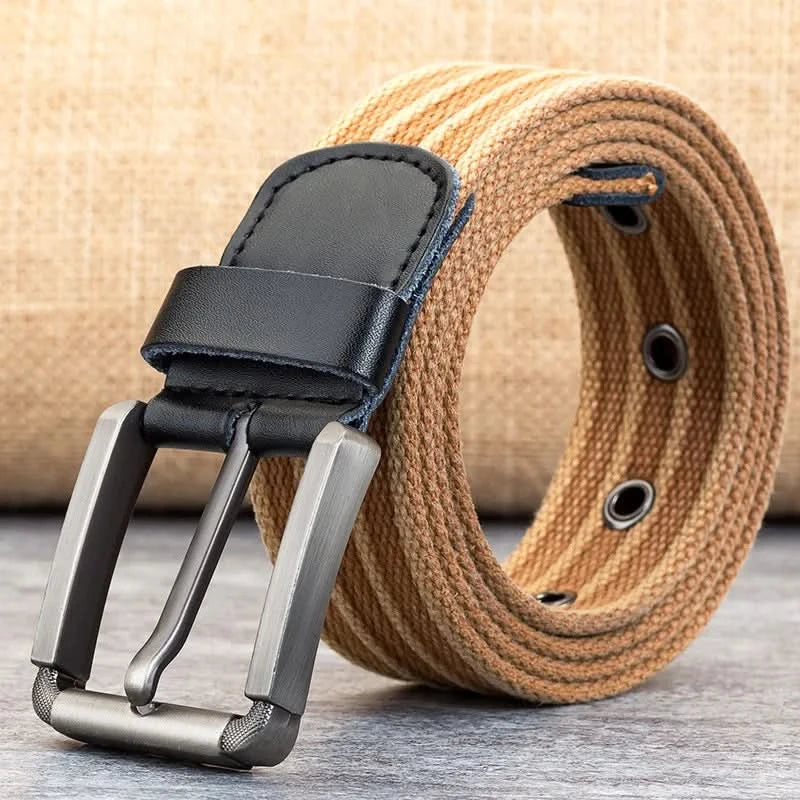 Men’s Canvas Belt - Adjustable Striped Waistband, 120-140 cm, 3.8 cm Wide, view 24