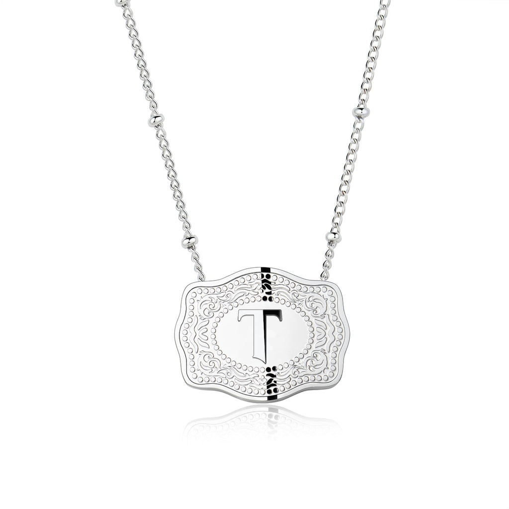 Dainty Belt Buckle Letter Initial Necklace for Women - Cowgirl Western Style, view 23