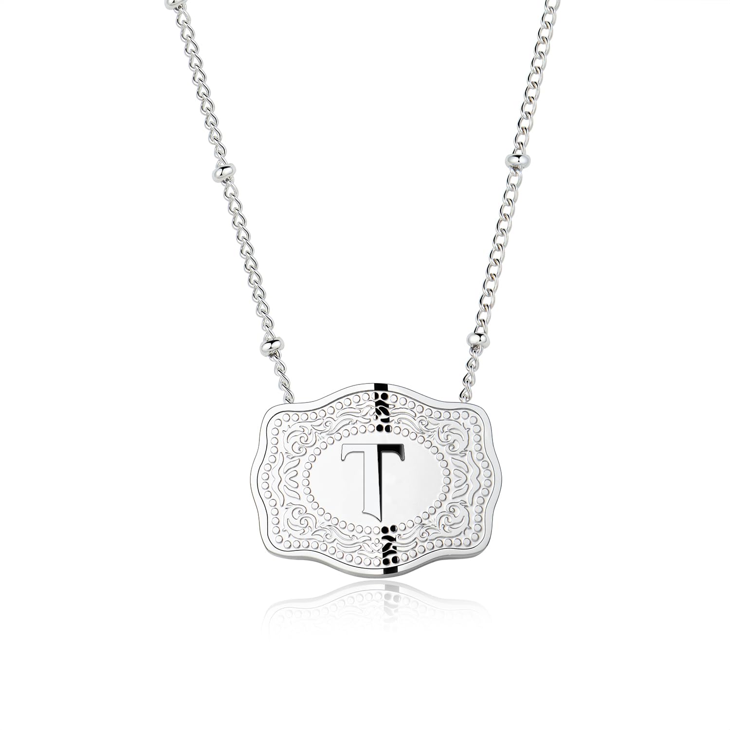 Dainty Belt Buckle Letter Initial Necklace for Women - Cowgirl Western Style, view 23