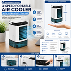3-Speed Portable Air Conditioner with Ultrasonic Cooling - Plug-In, Up to 15m², view 2