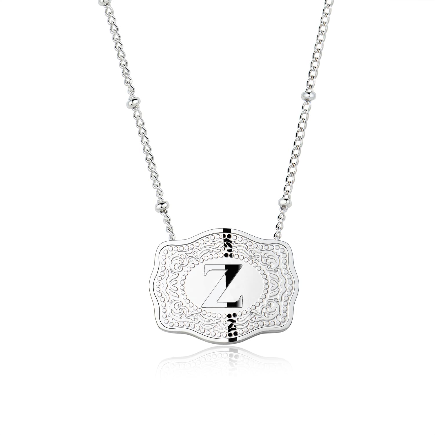 Dainty Belt Buckle Letter Initial Necklace for Women - Cowgirl Western Style, view 29