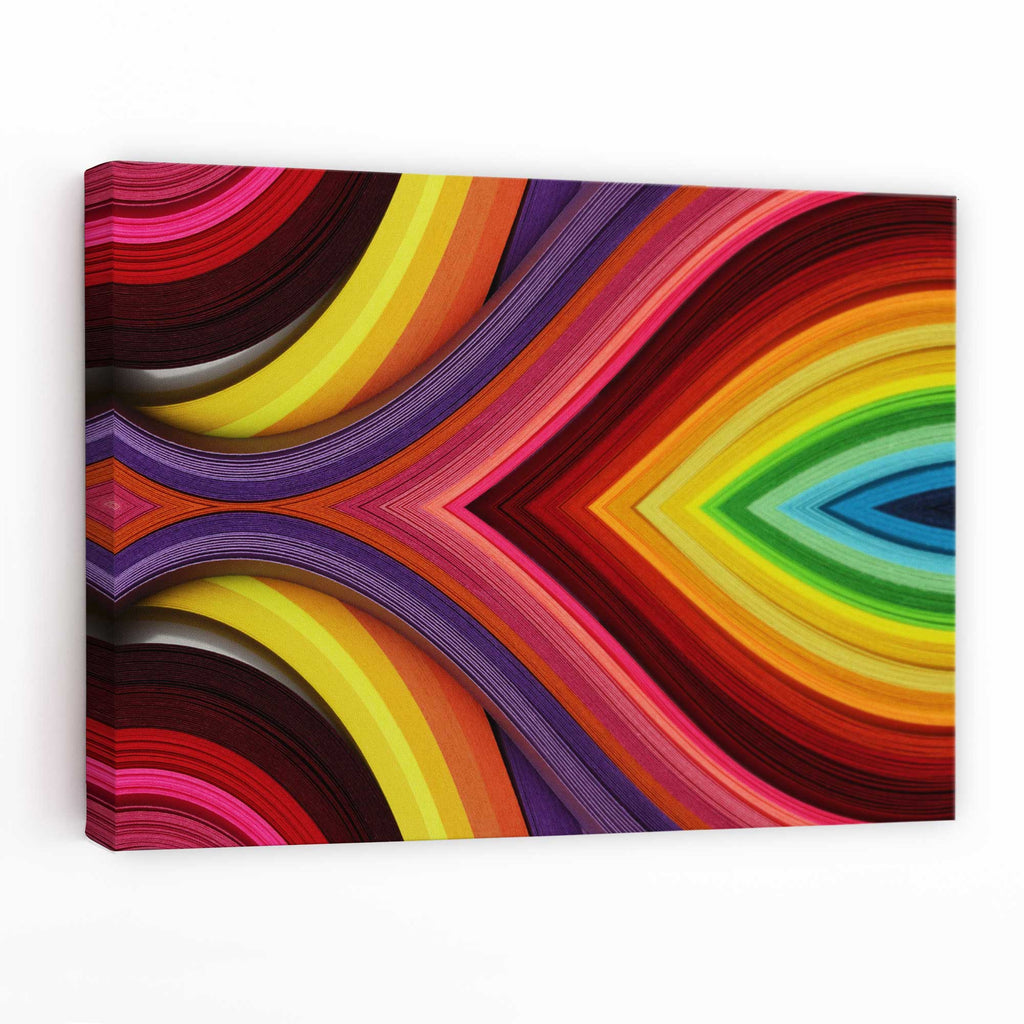 Vibrant Abstract Geometric Rainbow Canvas Wall Art Set | Welvere-Welvere