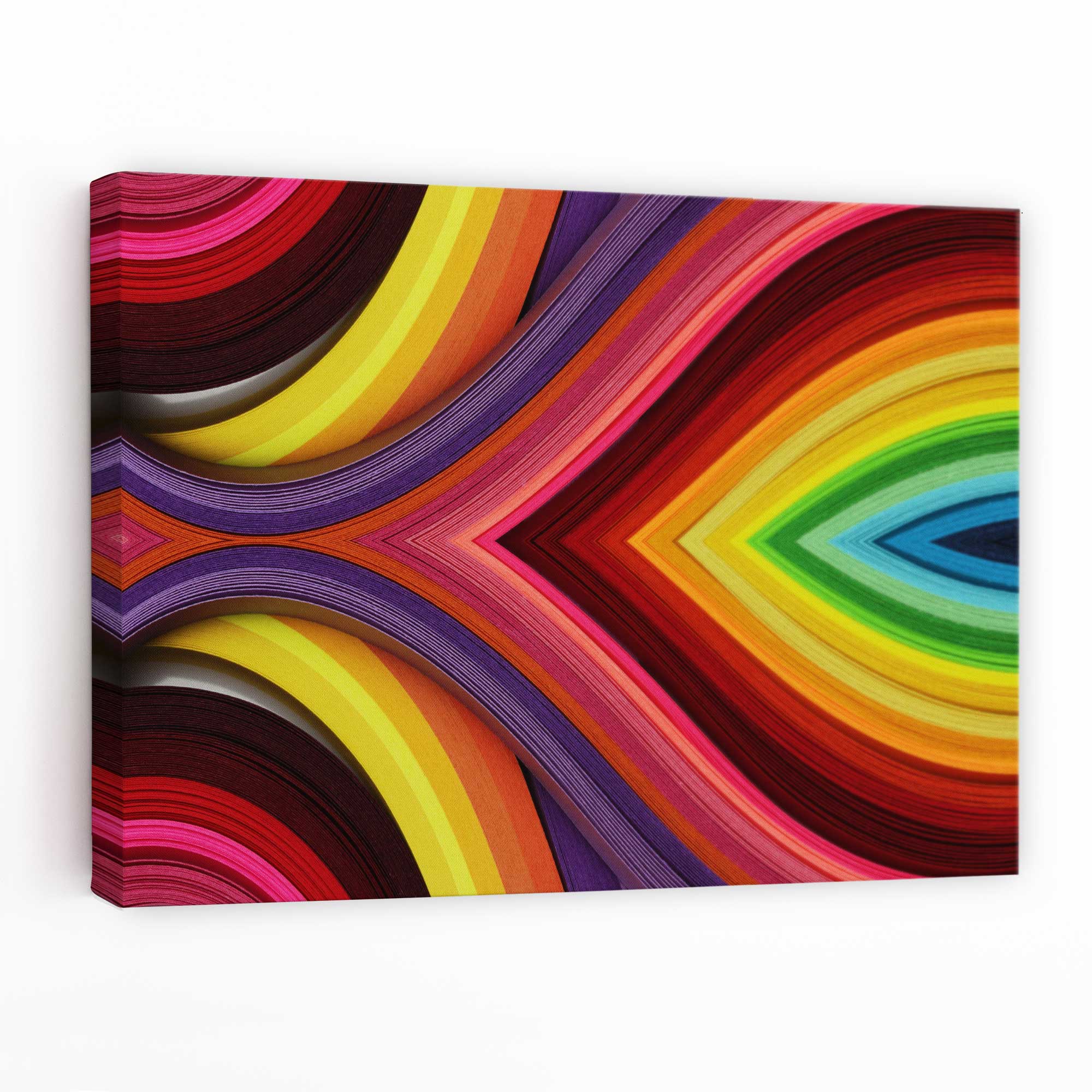 Vibrant Abstract Geometric Rainbow Canvas Wall Art Set | Welvere-Welvere