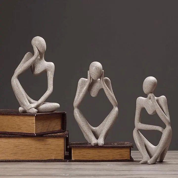 Abstract Resin Thinker Sculpture, 23 x 15 x 10 cm