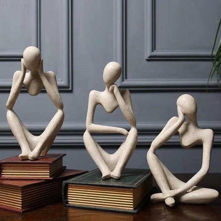 Abstract Resin Thinker Sculpture, 23 x 15 x 10 cm