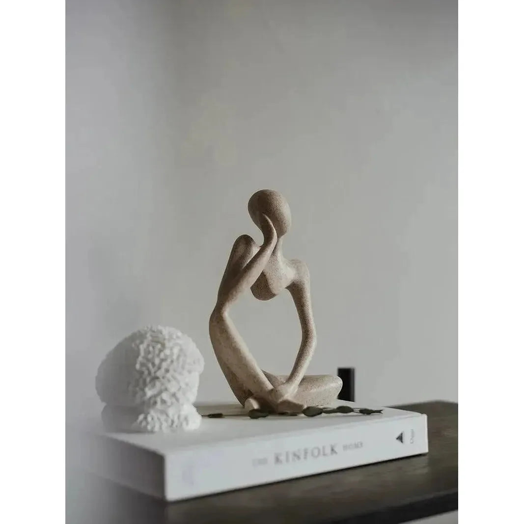 Abstract Resin Thinker Sculpture, 23 x 15 x 10 cm