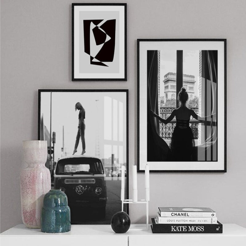 Modern Abstract Black and White Canvas Wall Art Decor | Welvere-Welvere