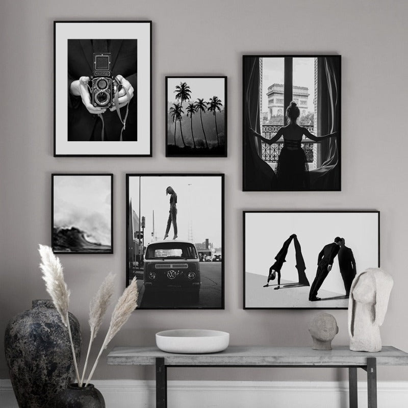 Modern Abstract Black and White Canvas Wall Art Decor | Welvere-Welvere