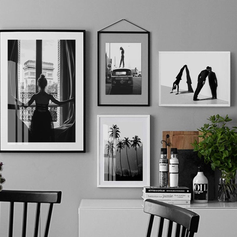 Modern Abstract Black and White Canvas Wall Art Decor | Welvere-Welvere