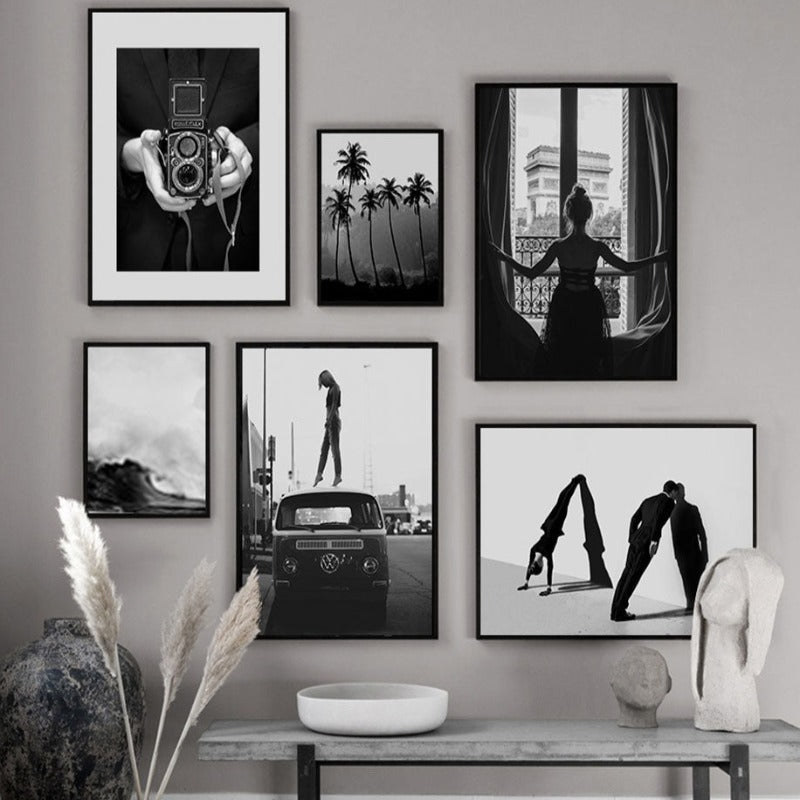 Modern Abstract Black and White Canvas Wall Art Decor | Welvere-Welvere
