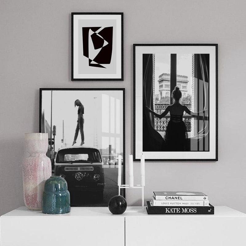 Modern Abstract Black and White Canvas Wall Art Decor | Welvere-Welvere