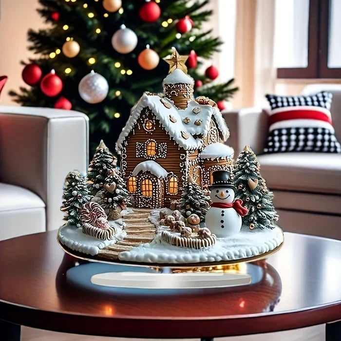 Acrylic Gingerbread House Christmas Decoration with Snowman