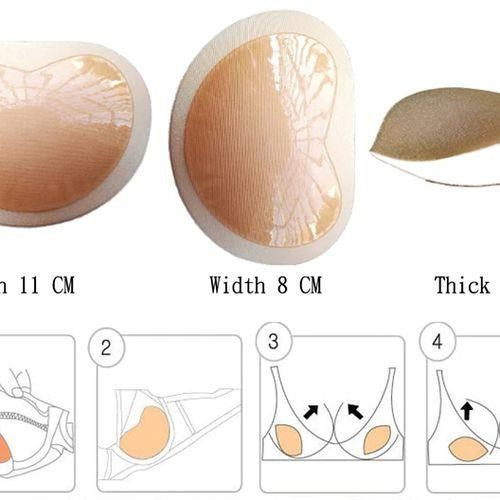 Adhesive Bra Inserts for Swimwear, Sponge Fabric Blend, 11cm x 8cm x 2.8cm